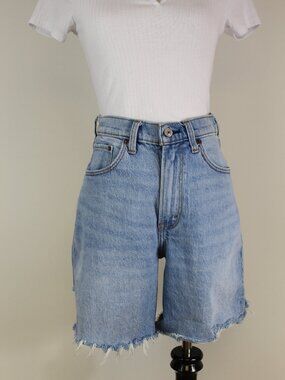 Abercrombie Curve Love Dad Shorts 28 High Rise Distressed Denim